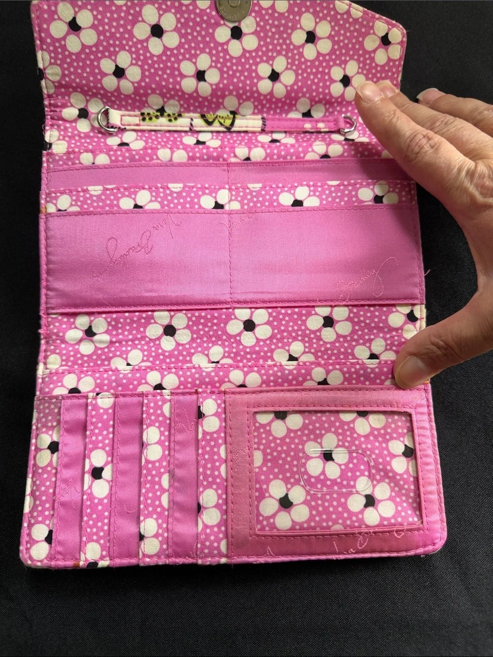 Vera Bradley Pink Green Floral Quilted Wallet - Picture 3 of 10